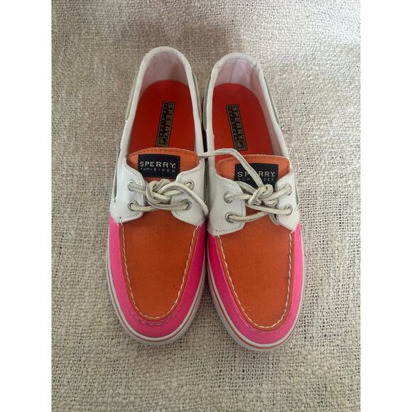 Sperry Top Sider Pink and Orange Boat Shoe Womens Size 7.5 - Picture 2 of 9